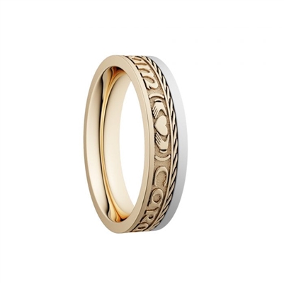 14k Yellow/Yellow Gold Ladies "Mo Anam Cara" Dual Celtic Designs Wedding Ring 5.2mm