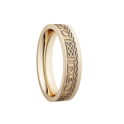 14k Yellow Gold Ladies Narrow "Gra Go Deo" Dual Celtic Designs Wedding Ring 5.2mm