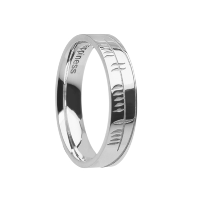 14k White Gold Ogham Celtic Wedding Ring 5.2mm