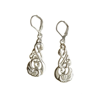 Sterling Silver Children of Lir Drop Celtic Earrings