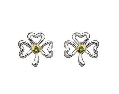 Sterling Silver Shamrock Celtic Stud Earrings