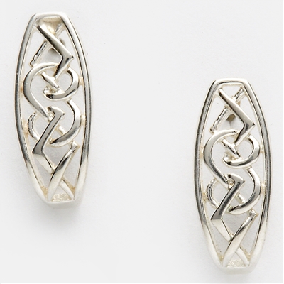 Sterling Silver Long Celtic Knot Stud Earrings