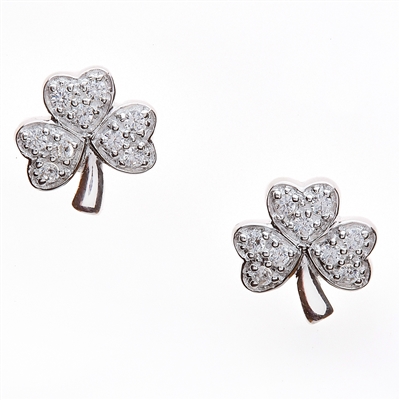 Sterling Silver Shamrock Stud Celtic Earrings