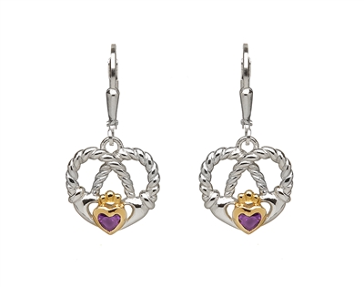 Sterling Silver Drop Claddagh Earrings