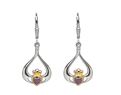 Sterling Silver Drop Claddagh Earrings