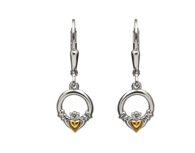 Sterling Silver Drop Claddagh Earrings