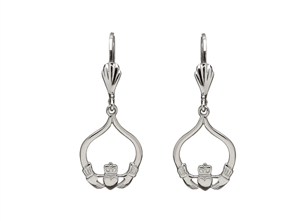 Sterling Silver Drop Claddagh Earrings