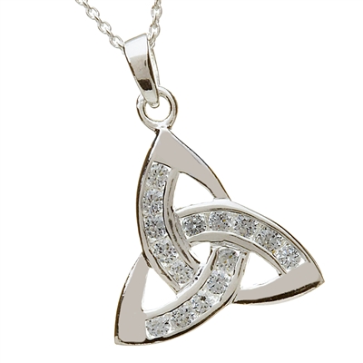 Sterling Silver Trinity Knot CZ Celtic Pendant