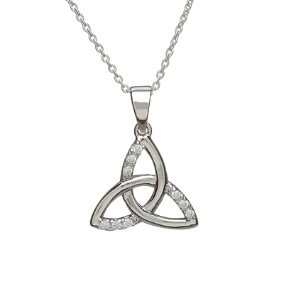 Sterling Silver Trinity Knot CZ Celtic Pendant