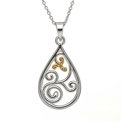 Sterling Silver Spirals Celtic Pendant