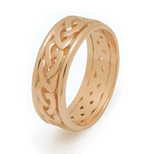 14k Yellow Gold Ladies Heavy Open Celtic Knots Wedding Ring 7.7mm