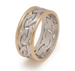 14k White Gold Ladies Heavy Celtic Knots Wedding Ring 8.8mm