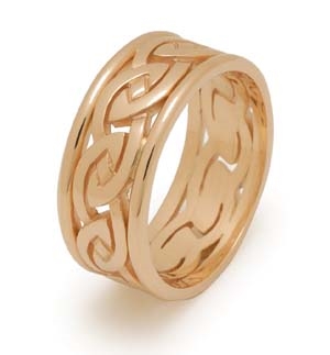 14k Yellow Gold Ladies Heavy Celtic Knots Wedding Ring 8.8mm