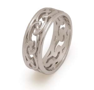 14k White Gold Ladies Heavy Celtic Knots Celtic Wedding Ring 6.4mm