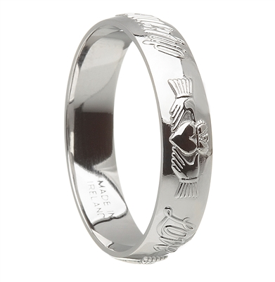 Platinum Gents Celtic Claddagh Wedding Ring 5.5mm