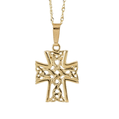 10k Yellow Gold Small Celtic Cross 19mm