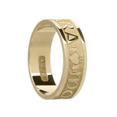 14k Yellow Gold "Mo Anam Cara" (My Soul Mate) Men's Celtic Wedding Ring 7.2mm