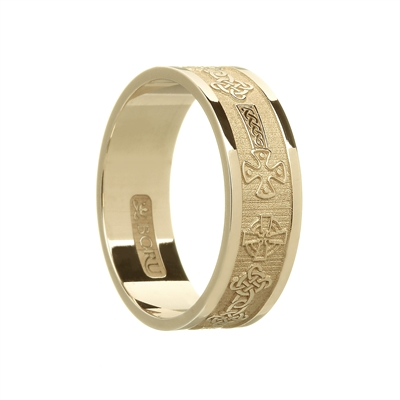 10k Yellow Gold Men's Celtic Crosses Wedding Ring 7.3mm