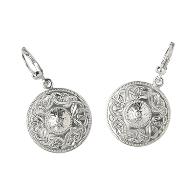 10k White Gold Large Warrior Shield Earrings