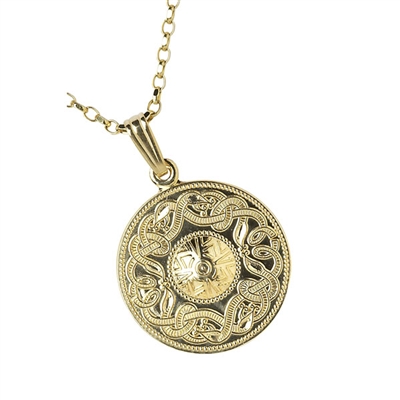 14k Yellow Gold Small Warrior Shield Celtic Pendant