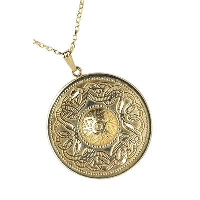 10k Yellow Gold Xtra-Large Warrior Shield Celtic Pendant