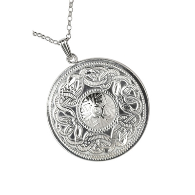 10k White Gold Xtra-Large Warrior Shield Celtic Pendant