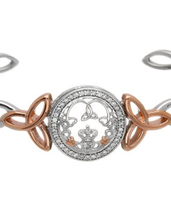 Claddagh & Trinity Cuff Bangle with Rose Gold Plated Shoulders