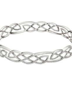 Silver Interlaced Clear CZ Bangle