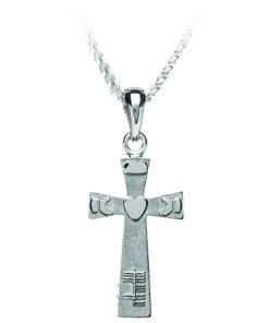 Silver Ogham & Claddagh Cross Pendant Chain - Image 2