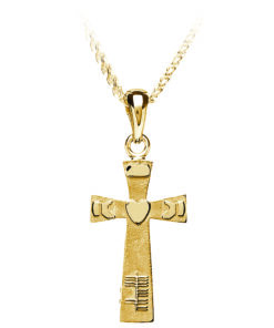 Silver Ogham & Claddagh Cross Pendant Chain