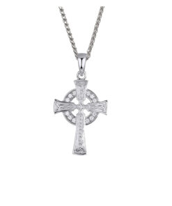 Silver Small Cletic Cross with Cubic Zirconia Chain