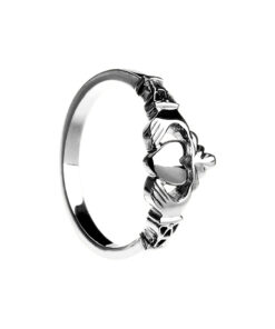Silver New York Style Claddagh Ring with Trinity Cuffs