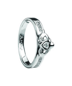 Silver Claddagh Ring with Stone Set