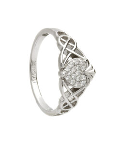 Silver Pavé Claddagh Ring