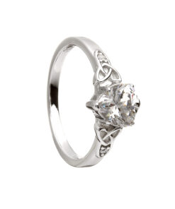 Silver Contemporary Stone Set Claddagh Ring