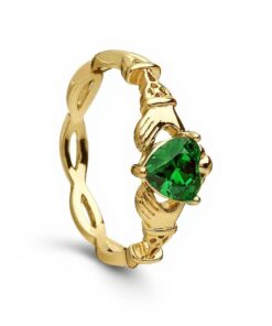 Silver Claddagh Ring with Green Stone - Image 4