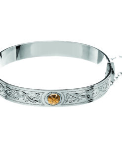 Silver Celtic Warrior Bangle with 14K Gold Bead