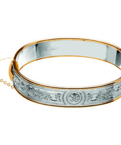 12.3mm Silver Bangle with Rolled Gold Trims