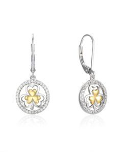 Alternative view of Silver Two Tone Shamrock Drop Earrings