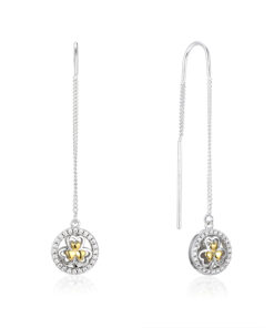 Alternative view of Silver Two Tone Shamrock Pull Through Earrings