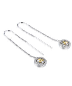 Silver Two Tone Shamrock Pull Through Earrings - Image 3