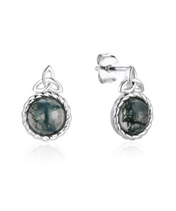 Alternative view of Silver Moss Agate Trinity Stud Earrings