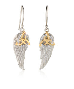 Silver Gold Plated Trinity Angel Wing Earrings Chain