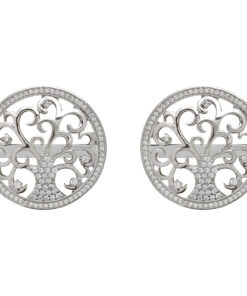 Silver Tree of Life CZ Stud Earrings Chain