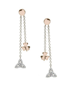 Silver & Gold Plated Shamrock Trinity Earrings Chain