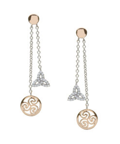 Silver & Gold Plated Spiral Trinity Earrings Chain