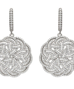 Silver Interlaced Celtic Earrings Cubic Zirconia Chain