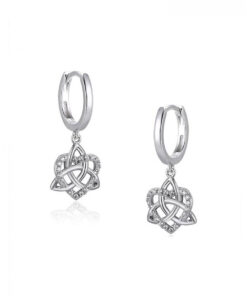 Silver Trinity with Heart & Stones Earrings Chain