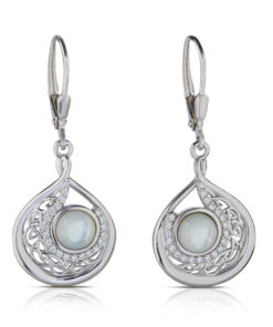 Silver Arian Drop Earrings Teardrop with White Pearl Chain