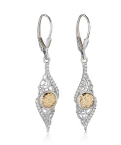 Silver Solstice Drop Earrings Twisted Trinity with 18K Bead Chain